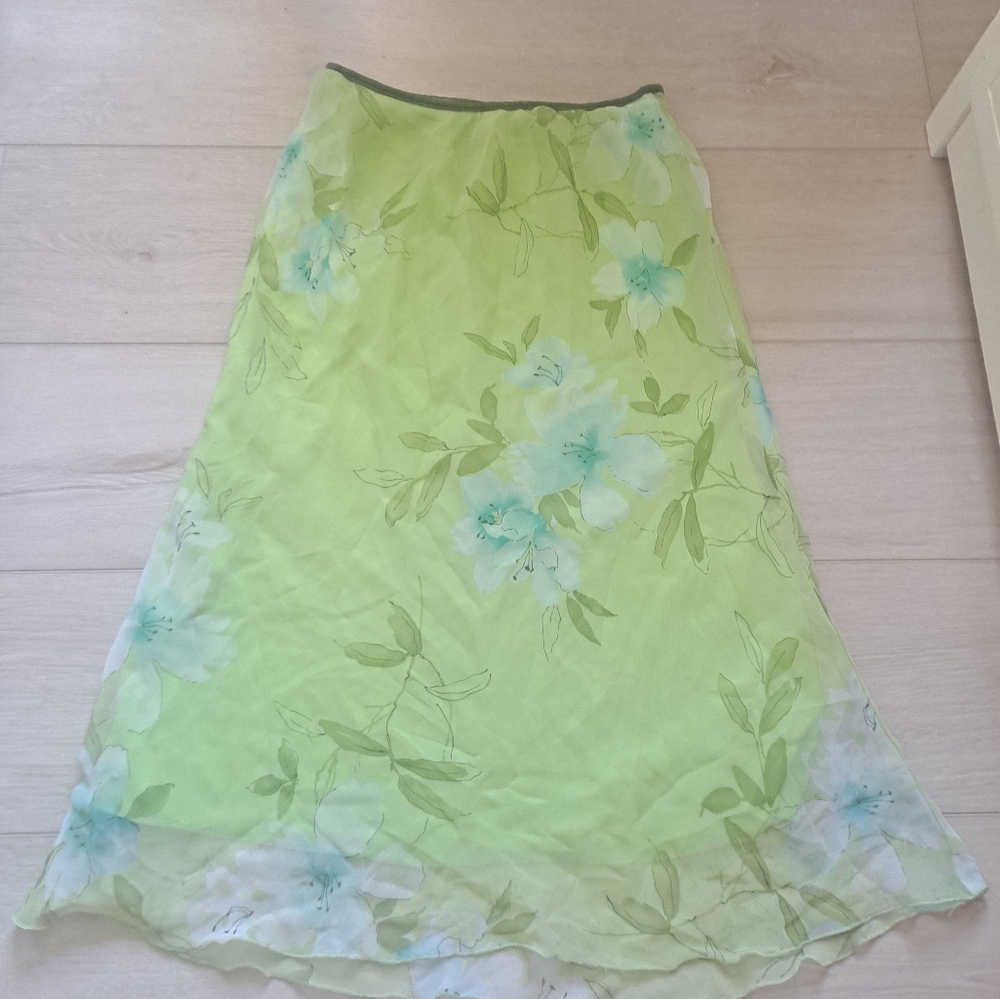 Green floral skirt
